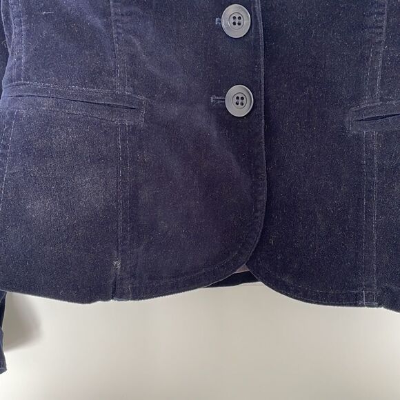 Vince. Navy Blue Velvet Blazer Size 4 100% Cotton - Picture 6 of 14